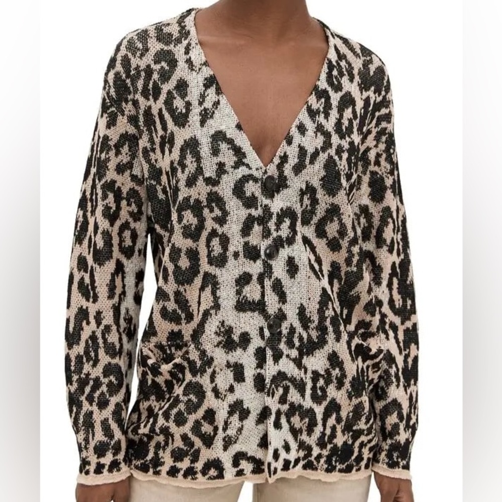 R13 Leopard Knit Cardigan